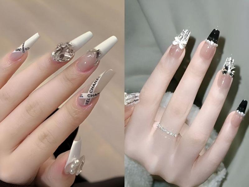 Mẫu nail cho móng dài đính charm sang chảnh cho nàng 