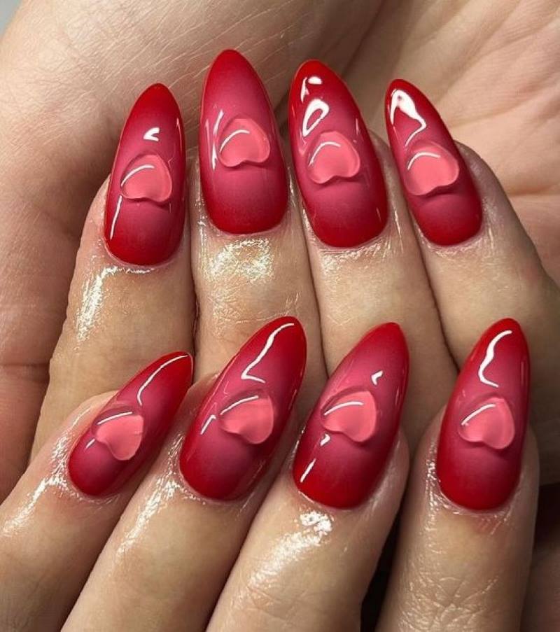 mẫu nail màu đỏ mận độc đáo