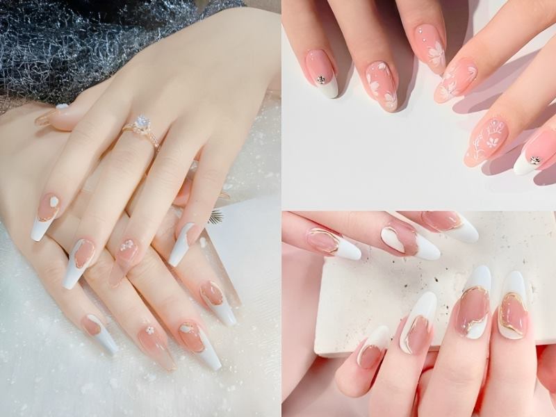 Mẫu nail sơn đầu móng trắng