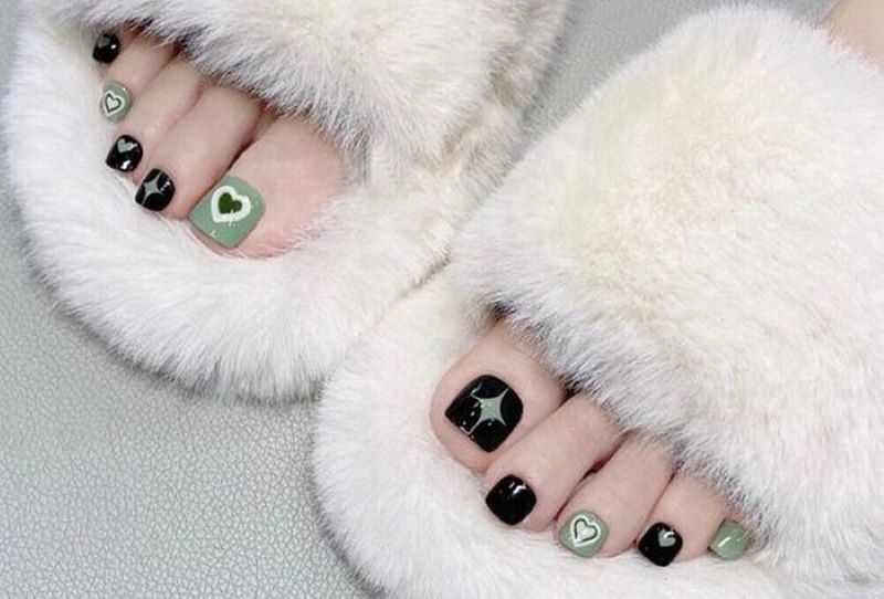 Nail chân màu xanh đẹp