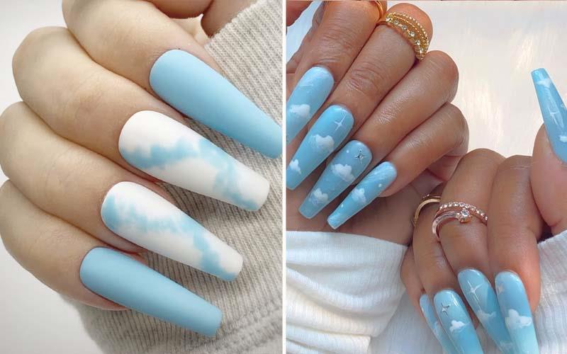 Sơn thạch nail họa tiết bầu trời ấn tượng