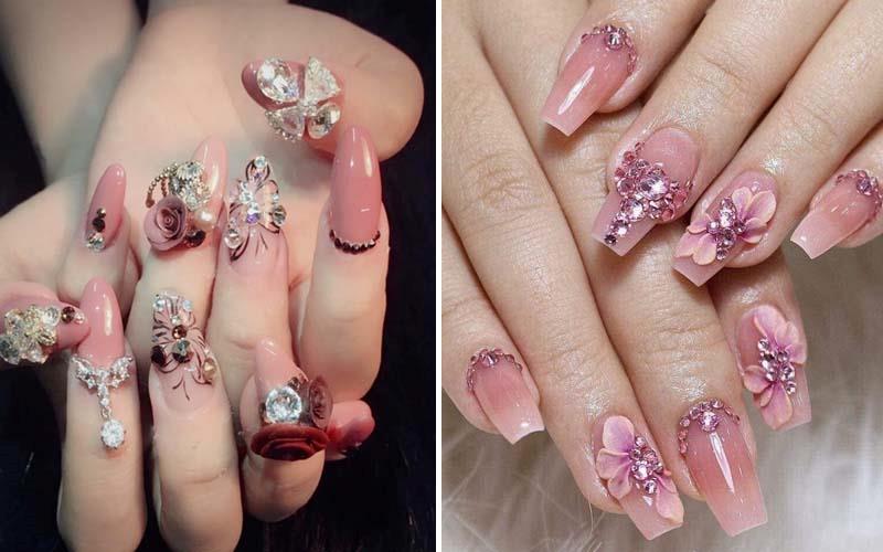 Sơn thạch nail đính charm nổi bật