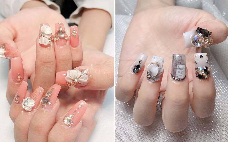 Sơn thạch nail đính đá được nhiều người lựa chọn