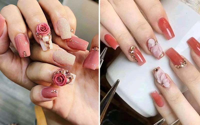 Sơn thạch nail đính charm cá tính