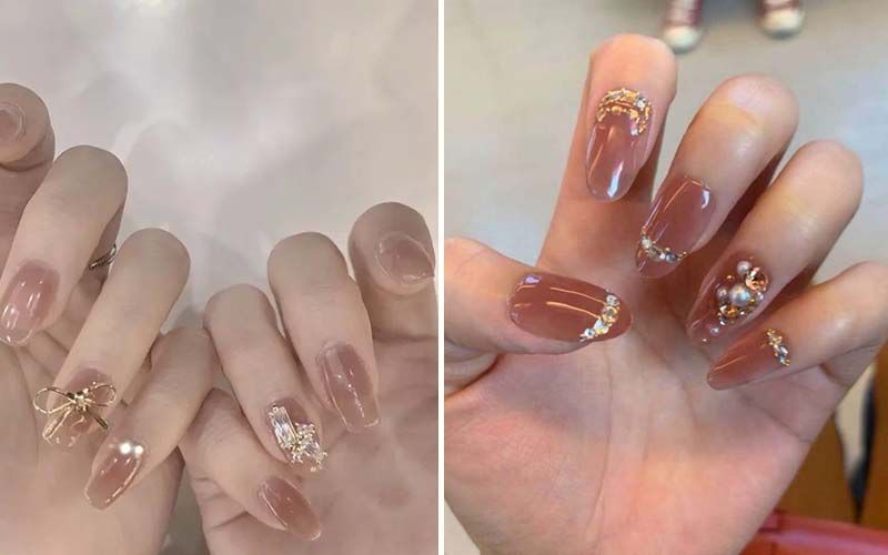 Mẫu nail sơn thạch đính chăm là sự thể hiện đầy sang trọng và tinh tế