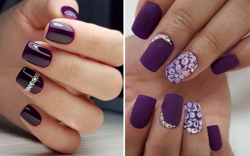 Sơn thạch nail tím đen quyền lực