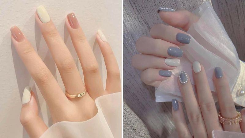 Mẫu nail đơn giản màu pastel