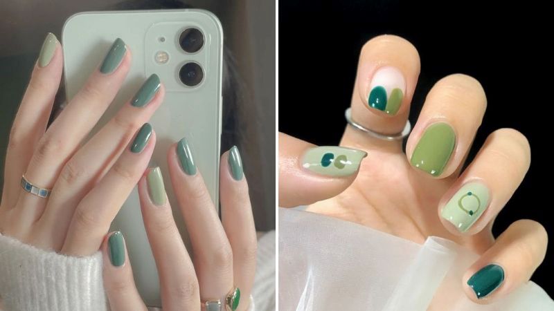  Mẫu nail đơn giản sang trọng màu xanh