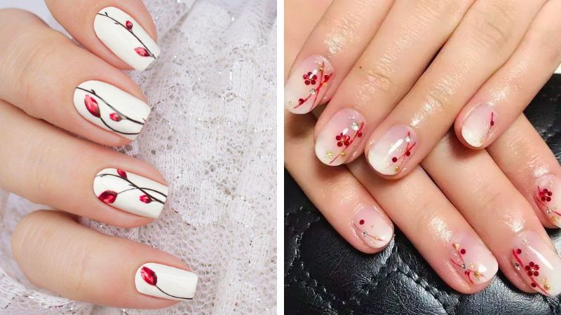 Mẫu nail hoa đẹp đơn giản mà xinh 