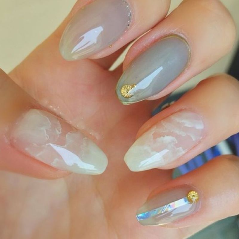 Nail tay màu sữa gạo cực xinh