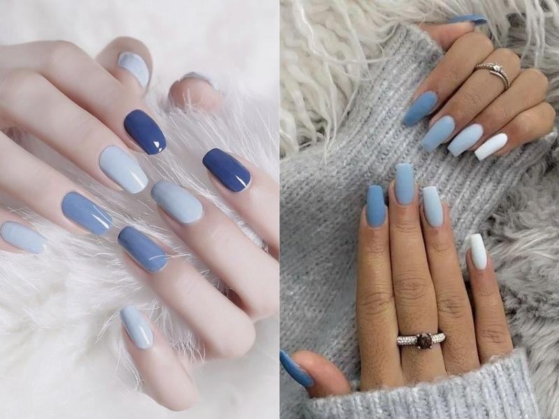 Tươi mới cùng mẫu nail màu xanh dương