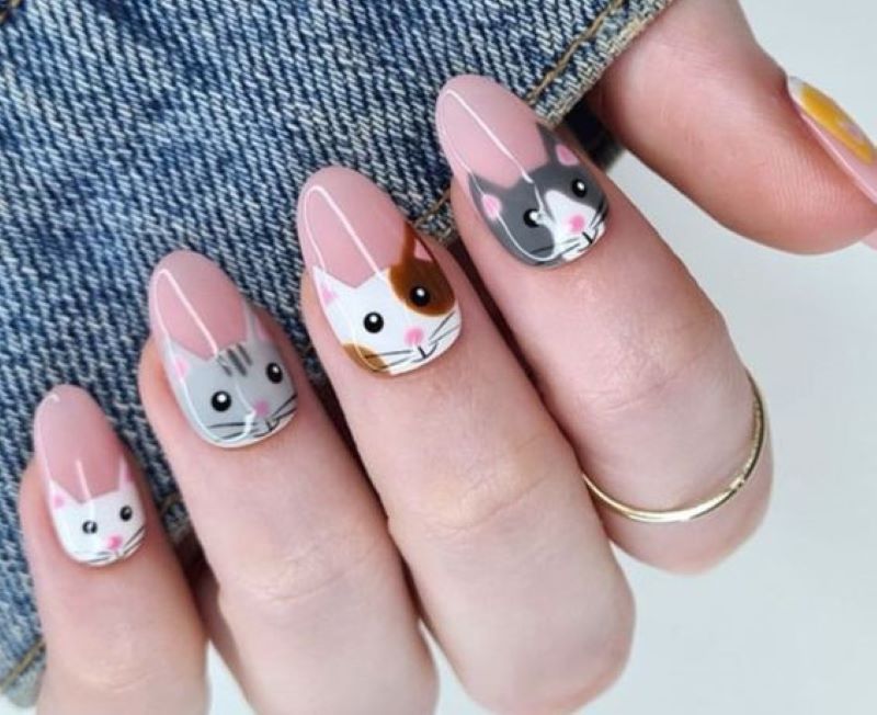 Mẫu nail hình con vật tinh nghịch