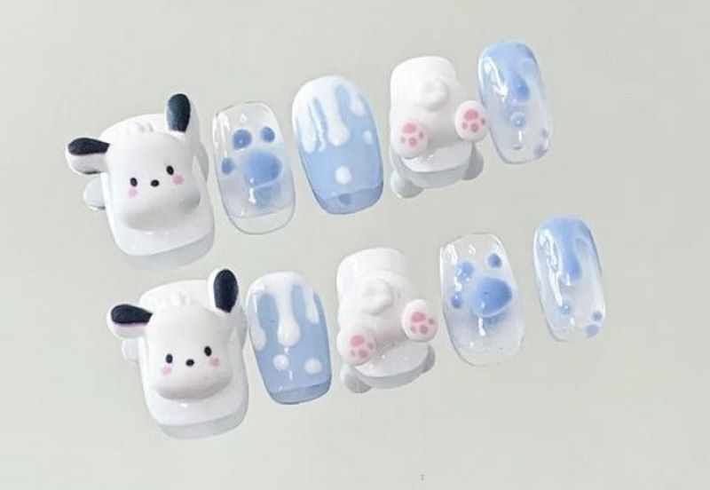 Mẫu nail chú chó xinh xắn, làm cho bàn tay trở nên sống động 