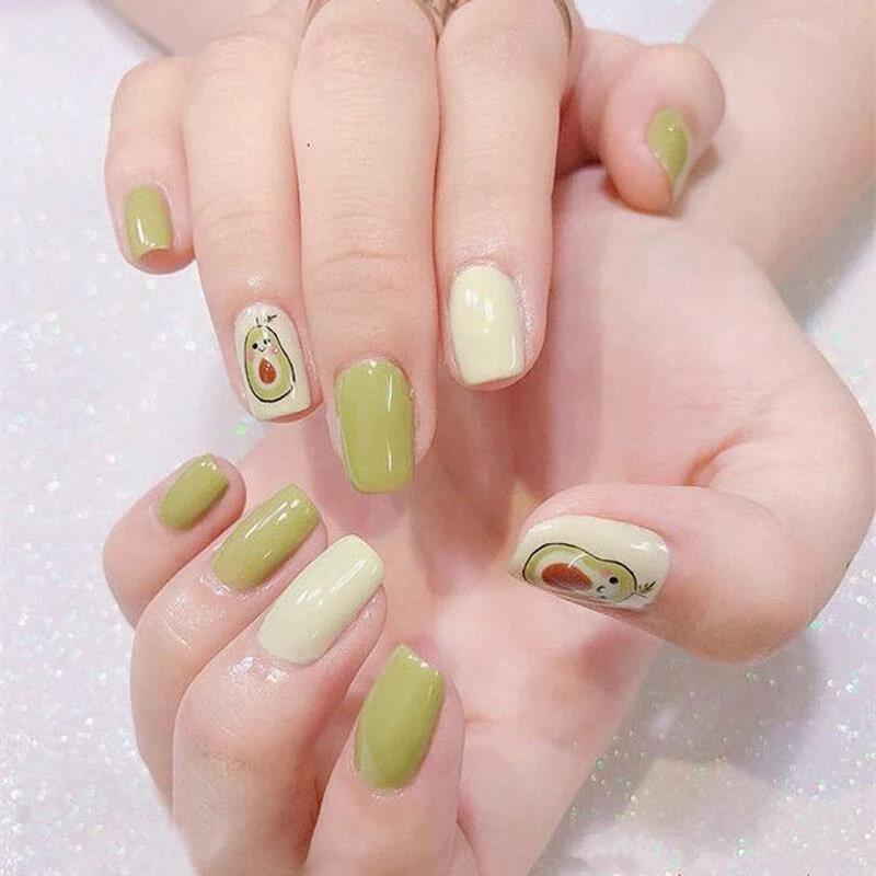 Nhẹ nhàng với mẫu nail hình bơ màu pastel siêu yêu 