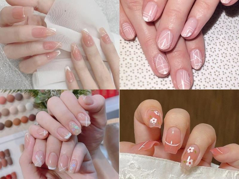 Nail màu hồng thạch với các đường kẻ gọn gàng mang hình dáng độc đáo, tinh tế phù hợp với mọi tone da và kiểu móng