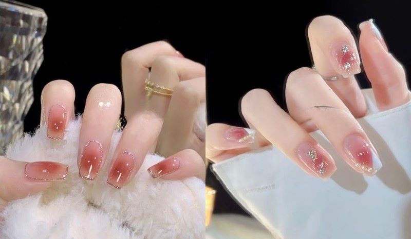 Mẫu nail Hàn Quốc màu hồng thạch tinh tế, nữ tính cho các bạn học sinh