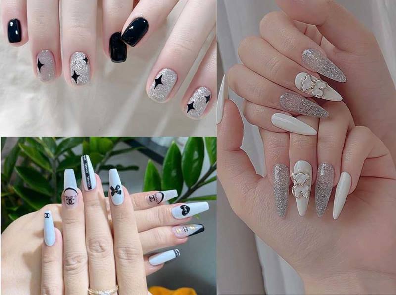 nail đen trắng cho sựh phá cách 