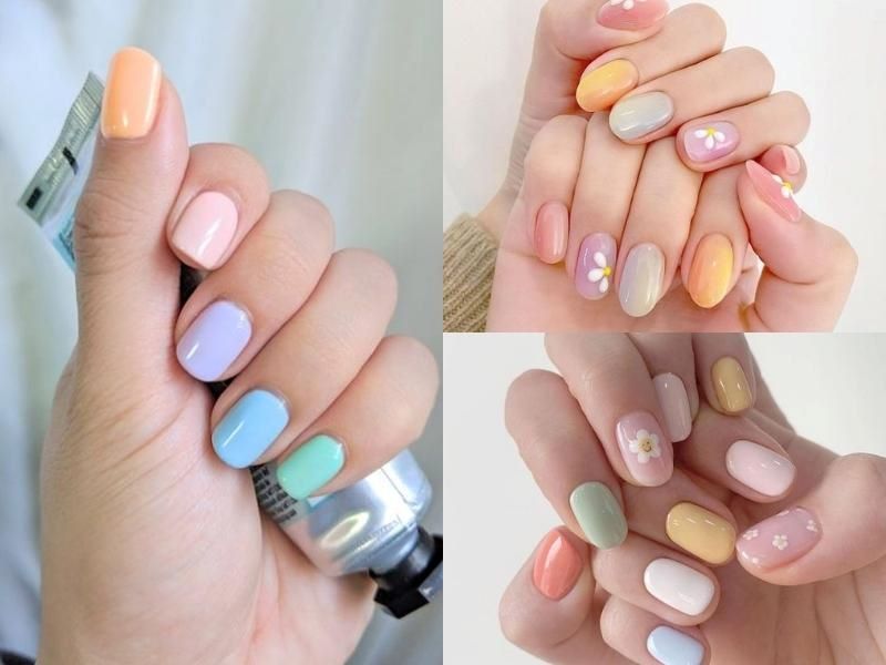 Nail trơn nhiều màu tạo nên sự phá cách ấn tượng cho nàng 