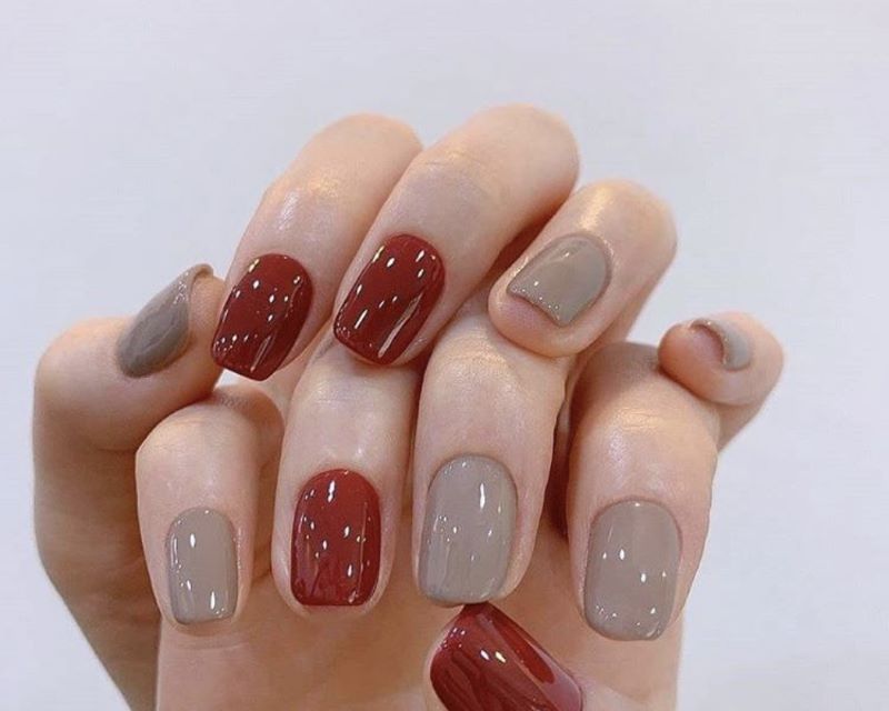 Nail trơn nhiều màu ấn tượng cho ngón tay 