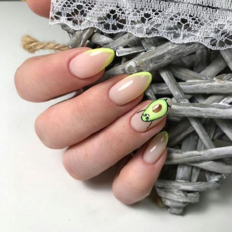 mẫu nail trái bơ mix hồng sơn đầu móng cực nhẹ nhàng dịu dàng 