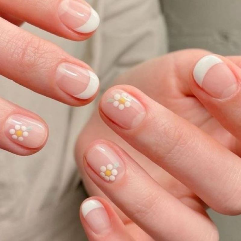 Mẫu nail cúc hoạ mi ngắn đơn giản, tự nhiên