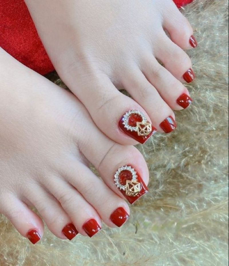 Mẫu nail Tết chân