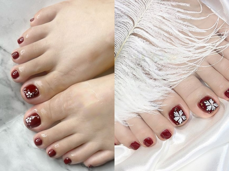 Mẫu nail Tết chân