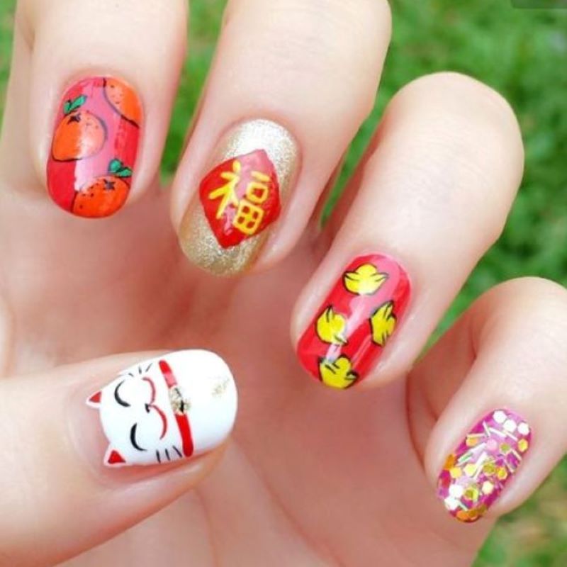 Nail Tết con mèo